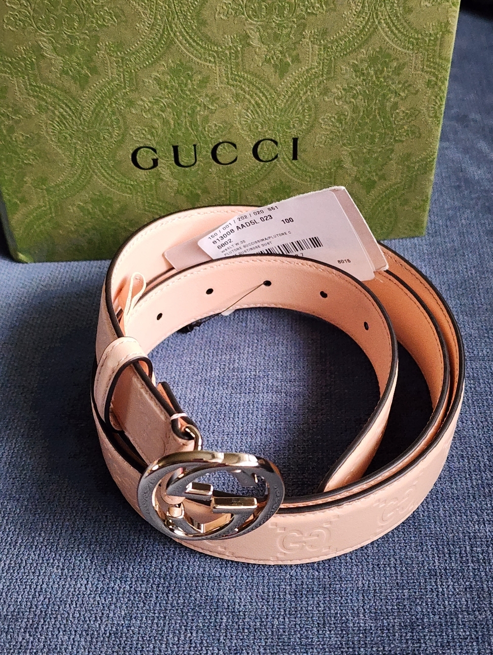 $650 Brand New Gucci GG Women's Leather Belt Beige/Pink 100/40 with GG buckle - Picture 5 of 10